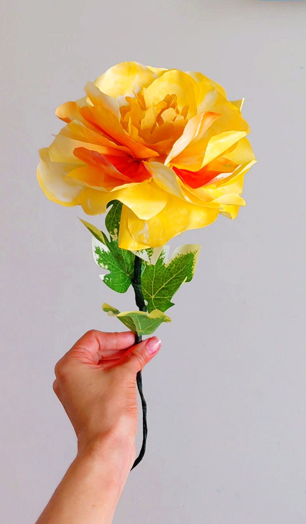 Yellow Sunset Handmade Paper Peony